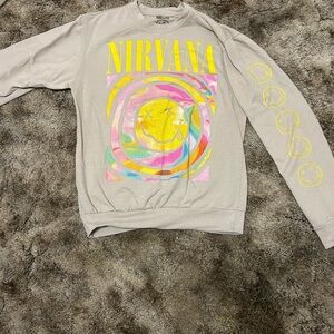 Nirvana Gray Sweater with Yellow and Pink Accents